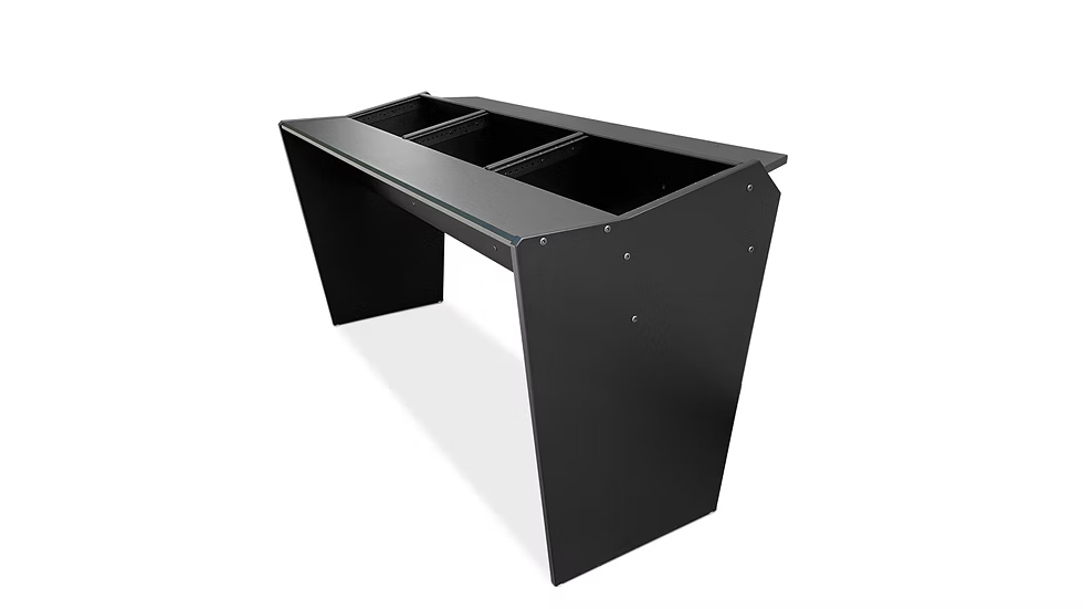 Black computer desk on a white background