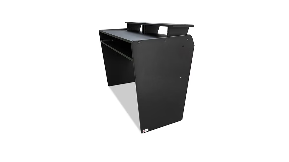 Black metal workstation on a white background