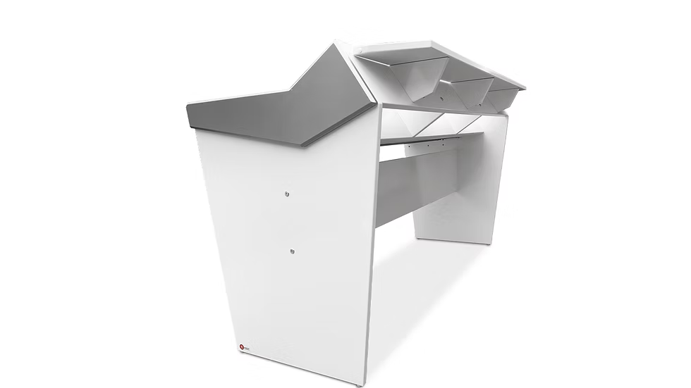 Modern white and gray geometric studio desk 