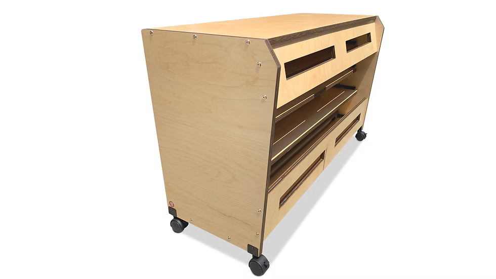 61-Key - 4 trays Keyboard Cabinet in Maple natural finish