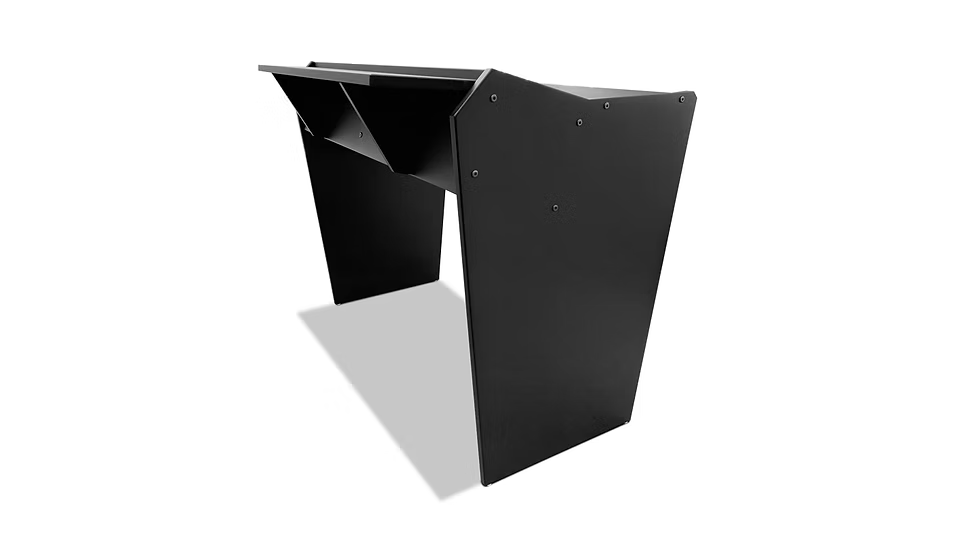 Black studio metal stand on a white background