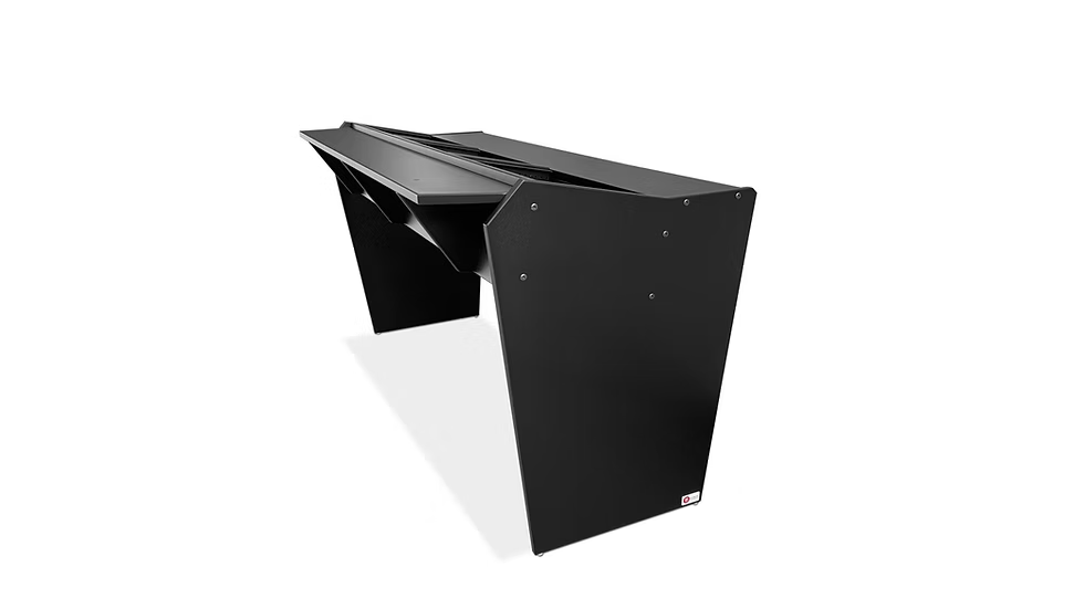 Black metal table on a white background