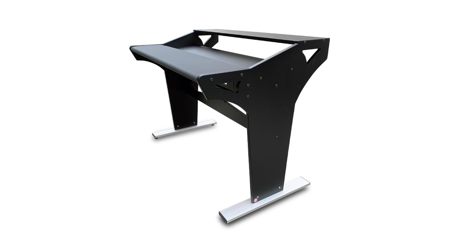 Black computer desk on a white background
